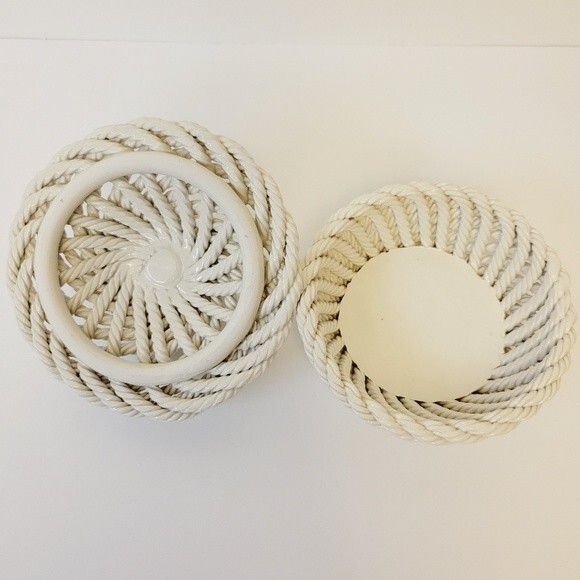 Vintage Weave Capodimonte Rope Basket/ Trinket Dish - Picture 9 of 12